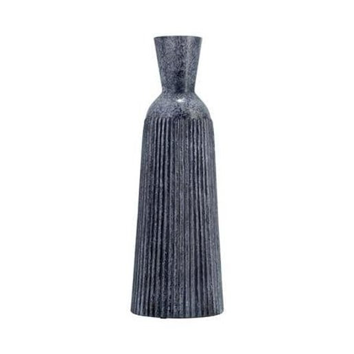 Blue Grooved Vase - Glass