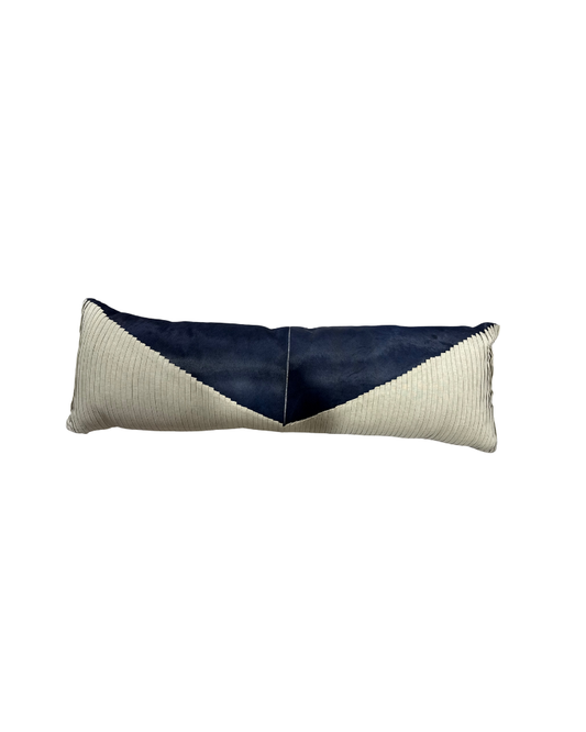 14x42 Natural Linen/Navy Hide App w/ Pleated Linen
